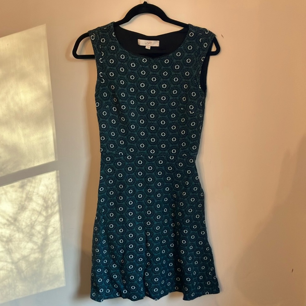 LOFT Green Sleeveless A-Line Dress